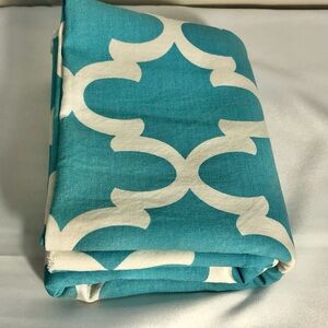 Turquoise/Teal and White Decorative Trellis Pattern Fabric Large Remnant Vintage